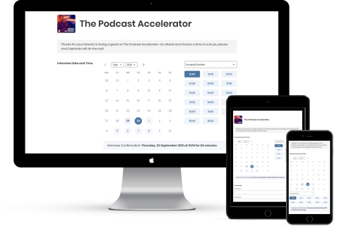 thumbnail Podcast guest booking and interview management system - multi-device booking process (Photo: Business Wire)