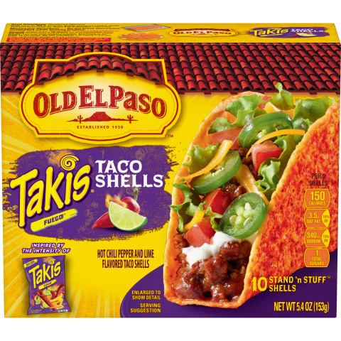 Takis Fuego® inspired Hot Chili Pepper and Lime-Flavored Stand 'N Stuff Taco Shells (Photo: Business Wire)