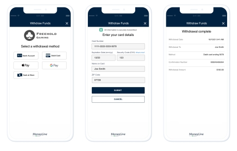 MoneyLine gives players near real-time access to funds across the payment types and channels they want most. Its push-to-debit technology allows players to receive payout funds on their debit card within minutes as opposed to traditional methods. (Photo: Business Wire)
