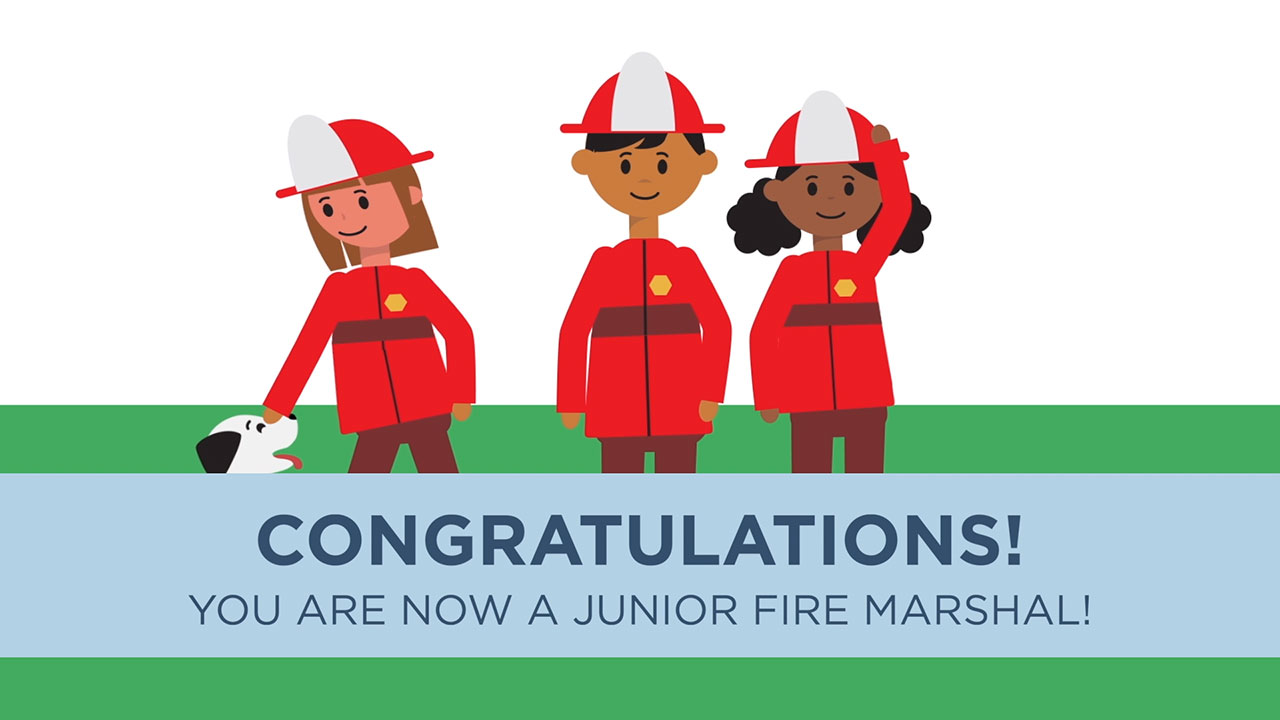 Junior Fire Marshals receive congratulations from firefighters from around the country.