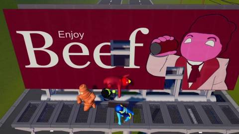 Gang Beasts is a silly multiplayer party game with surly gelatinous characters, brutal slapstick fight sequences and absurd hazardous environments, set in the mean streets of Beef City. (Graphic: Business Wire)