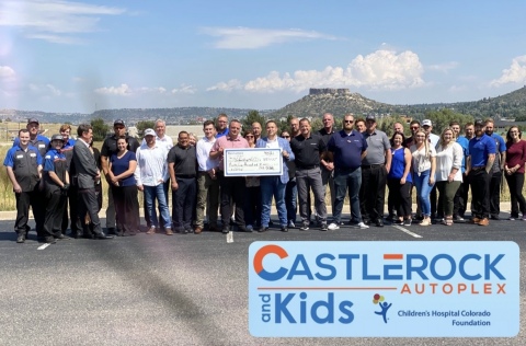 Castle Rock Autoplex donated $35,000 to the Children’s Hospital Colorado Foundation, and has agreed to continue their financial support throughout 2022, by donating $10 per vehicle sold to the Children’s Hospital Colorado Foundation, along with other events and opportunities as they arise. (Photo: Business Wire)