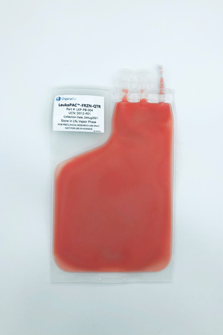 OrganaBio's Research Use Only (RUO) leukopaks (LeukoPAC™) are currently available as fresh or cryopreserved full- or quarter-sized bags. cGMP leukopaks (LeukoPAC-GMP™) will be available November 2021. (Photo: OrganaBio, LLC)