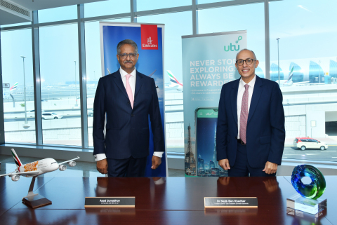 original Asad Jumabhoy, co-founder and CEO of utu, and Dr Nejib Ben Khedher, Divisional Senior Vice President Emirates Skywards (Photo: Business Wire)