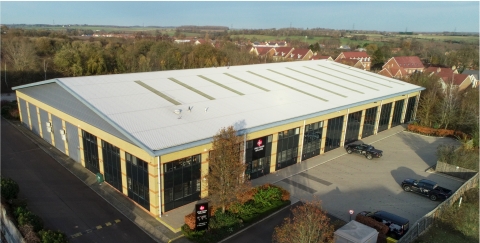 Datalec's Aerial Photo of the ACCS Manufacturing plant for aisle containment and cage solutions located in the UK (Photo: Business Wire)