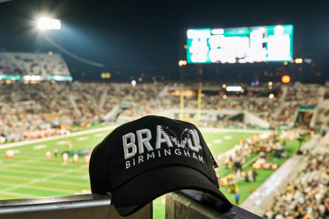 The BRAVO! Birmingham hat by FLY V is available at Protective Stadium during all 2021 home football games for the UAB Blazers (Photo: Business Wire)