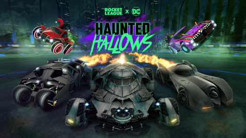 thumbnail Batman returns to Rocket League for Haunted Hallows. (Graphic: Business Wire)