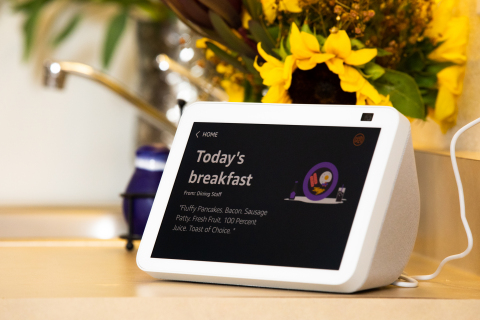 An Echo Show 8 deployed in a senior living community (Photo: Business Wire)