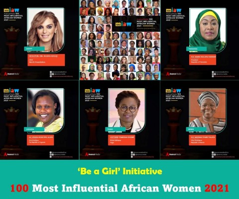 The President of Tanzania, Merck Foundation CEO, The Prime Minister of TOGO and The Vice Presidents of Uganda and Benin amongst 100 Most Influential African Women 2021 (Graphic: Business Wire)