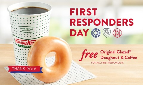 Krispy Kreme this Thursday, Oct. 28, will honor and celebrate first responders in communities throughout the country with a free Original Glazed® Doughnut and free brewed coffee. (Photo: Business Wire)