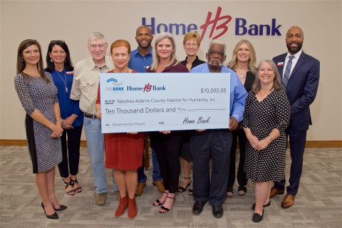 Home Bank and FHLB Dallas awarded $10K in PGP funds to Natchez-Adams County Habitat for Humanity to offset administrative expenses. (Photo: Business Wire)