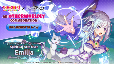 original Mobile RPG KonoSuba: Fantastic Days Partners with Re:ZERO for Collaboration Event, Taking Place November 9! (Graphic: Business Wire)