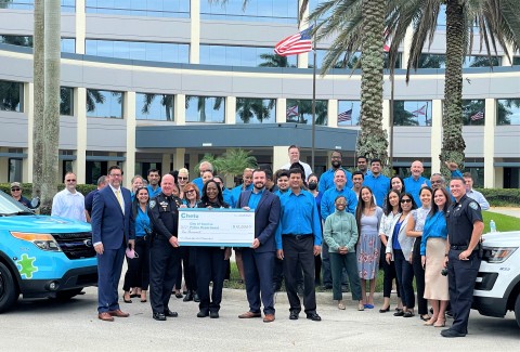 The Chetu Foundation donates $10,000 intended for the Sunrise Police Department at a check presentation ceremony. (Photo: Business Wire)