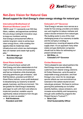 Xcel Energy net-zero vision for natural gas