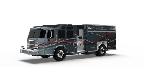 Mesa Fire and Medical Department purchases an E-ONE Vector, North America's First Fully Electric Fire Truck. The customizable Vector has the industry’s longest electric pumping duration which allows four hose lines to be in use for four hours on a single charge. Additional features include a superior battery storage solution offering a safer, lower center of gravity and regenerative braking. (Photo: Business Wire)