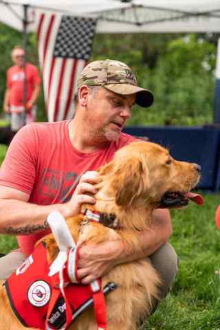 original Army Veteran Bryan Westerfield served in Iraq and suffers from PTSD. He was granted a Service Dog named Thiago by the Fairway Mortgage supported American Warrior Initiative. (Photo: Business Wire)