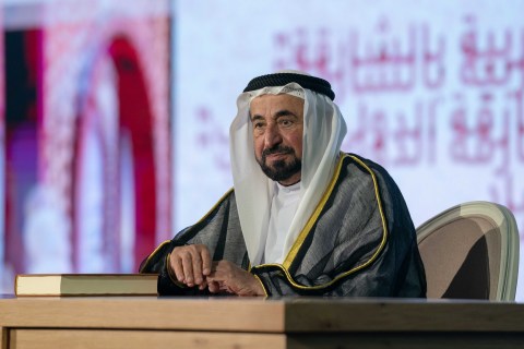 HH Ruler of Sharjah at the launch of ‘Historical Corpus of the Arabic Language’ at the Sharjah International Book Fair (Photo: AETOSWire)
