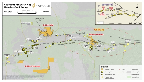 HighGold Property Map - Timmins Gold Camp (Graphic: Business Wire)