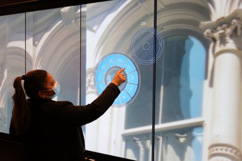 At the interactive knowledge library wall, customers can learn more about Citi’s products and services, the history of Tribeca and key landmarks, and even design their own imaginary currency. (Photo: Business Wire)