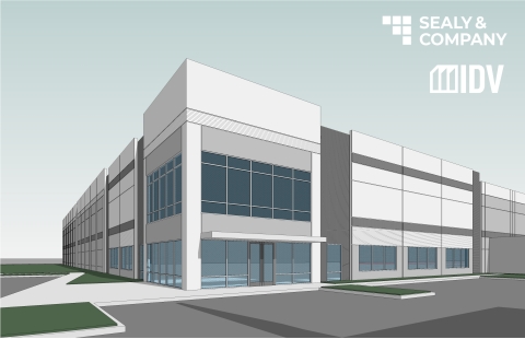 Rendering of the corner elevation of the future Class-A industrial distribution facility to be developed by partners Sealy & Company and IDV. (Graphic: Business Wire)