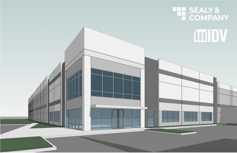 original Rendering of the corner elevation of the future Class-A industrial distribution facility to be developed by partners Sealy & Company and IDV. (Graphic: Business Wire)