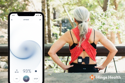 Randomized controlled clinical study demonstrates Hinge Health’s Enso wearable delivers 2x more pain reduction and improves mobility 3x compared to a control device. (Photo: Business Wire)