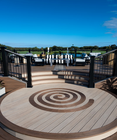The newest color from the TimberTech Landmark Collection, French White Oak, made its debut at the TimberTech Championship in Boca Raton, Florida. (Photo: Business Wire)