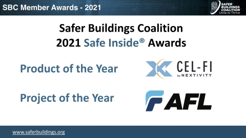 Safer Buildings Coalition recognizes in-building public safety communications industry leadership and innovation with their annual Safe Inside Awards. (Graphic: Business Wire)