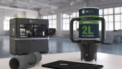ExOne will unveil the X1 Powder Grip™ to simplify the management of ultra-fine MIM powders in the all-new InnoventPro™ metal 3D printer. The X1 Powder Grip is part of a comprehensive new powder management system for the InnoventPro that eliminates scooping, dumping, powder clouds, and cleanup in the binder jetting of metals. (Photo: Business Wire)