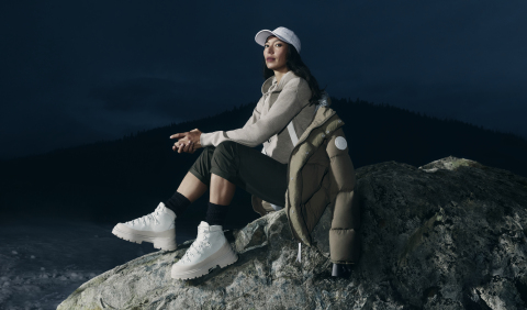 Sarain Fox wears the Canada Goose Journey Boots in white/snowcap. (Photo: Business Wire)