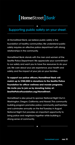 Full page Seattle Times and Puget Sound Business Journal advertisement for the Seattle Police Foundation donation