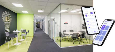 original デジタル・サイネージなどのハードウエアを施設・コミュニケーション管理システムに統合したスマートオフィス・ソリューション。