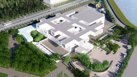TFAM and the new collections vault (rendering). Courtesy of Taipei Fine Arts Museum.