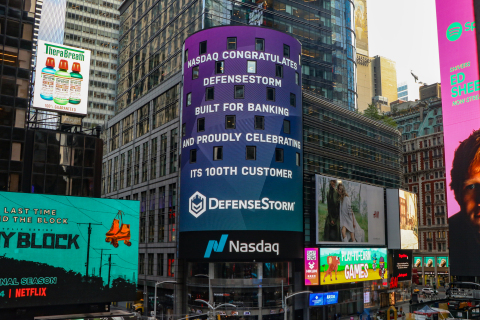 NASDAQ billboard in Times Square of DefenseStorm's 100th customer. (Photo: Business Wire)