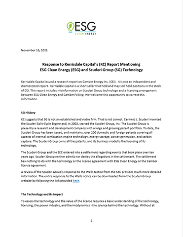 Full Statement from ESG Clean Energy.