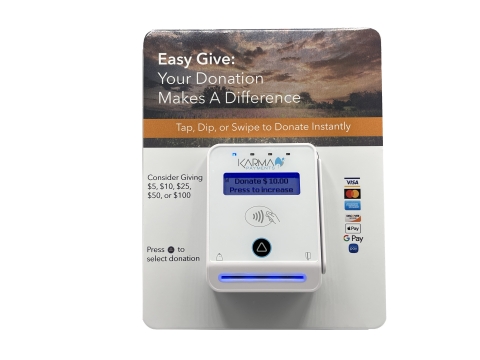 Credit card donation kiosks are customized for every organization. Made-to-order design plates can showcase a logo, image, brand, theme, or event. (Photo: Business Wire)