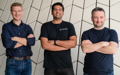 Left to right are BetDEX co-founders Nigel Eccles, Varun Sudhakar, and Stuart Tonner (Photo: Business Wire)