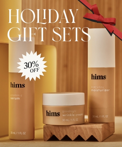 Hims & Hers is offering discounts on some of its best-selling hair and skin products, just in time for the holidays (Photo: Business Wire)