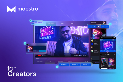 Maestro, the global leader in interactive live experiences, today announced Maestro for Creators, a completely customizable platform for creators of any size. This new service empowers creators to ditch the dependency on social media platforms and instead build their own branded destination to offer new digital experiences for their audience. (Graphic: Business Wire)