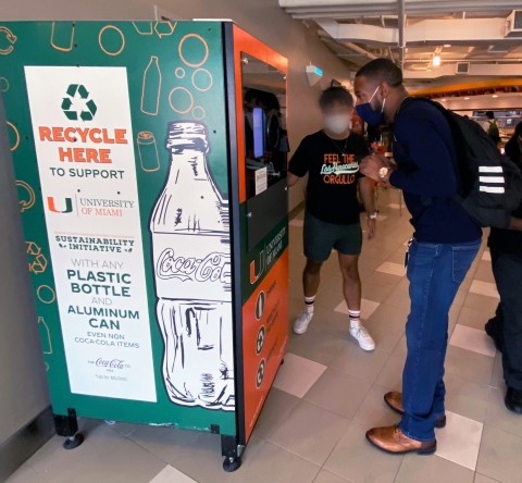 Reverse Vending Machine (RVM) launched by Coca-Cola Beverages Florida and The Coca-Cola Company in the Hurricanes Food Court at University of Miami on America Recycles Day, Monday, November 15, 2021. (Photo: Business Wire)