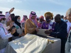 The Gambia Vice President and the CEO of the Saudi Fund for Development lay the foundation stone for the new airport’s VVIP lounge (Photo: AETOSWire)