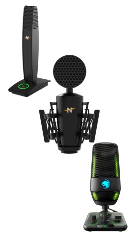 Shown: Neat Skyline desktop USB microphone. Neat King Bee II analog/XLR microphone. ROCCAT Torch USB microphone. Available now at www.neatmic.com and www.roccat.com. (Photo: Business Wire)