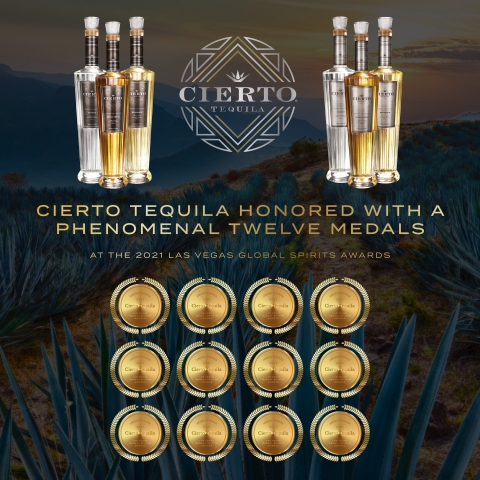 Cierto Tequila Honored With A Phenomenal Twelve Medals At The 2021 Las Vegas Global Spirits Awards (Photo: Business Wire)