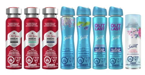 Specific Products included in Voluntary P&G Aerosol Spray Antiperspirant Recall. (Photo: Business Wire)