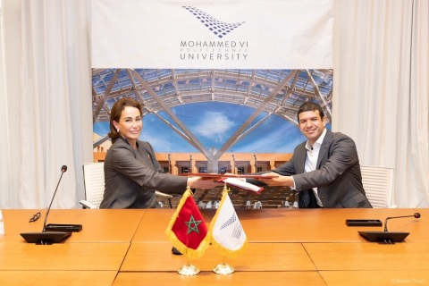 original Rita Maria Zniber, CEO of Diana Holding, and Hicham El Habti, President of UM6P (Copyright Karim Tibari)