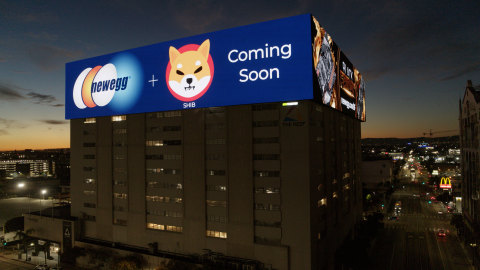 Newegg announced that it will accept Shiba Inu (SHIB) with a massive digital out-of-home (DOOH) campaign displayed on The Reef, North America’s largest DOOH billboard. (Photo: Business Wire)