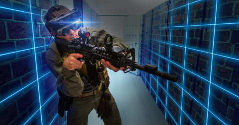 SRCE is the only untethered AR training solution on the market�allowing up to 4 participants to train with simulated weapons and tactical gear. (Photo: Business Wire)