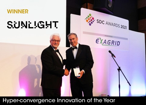 thumbnail Julian Chesterfield, Sunlight's CEO, receives trophy on the company's behalf in the SDC Awards 2021. (Photo: Business Wire)