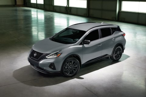 The 2022 Nissan Murano adds a new Midnight Edition package with blackout front grille, lower fascia, exterior trim and special gloss black 20-inch aluminum-alloy wheels. (Photo: Business Wire)