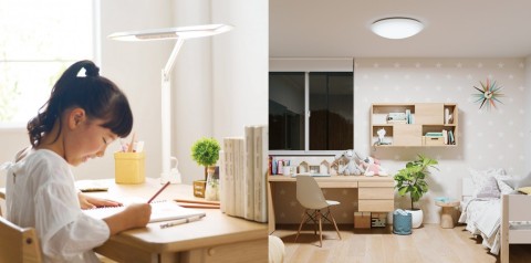 KOIZUMI desk light (left) and children's room lighting (right) with SunLike technology (Photo: Business Wire)